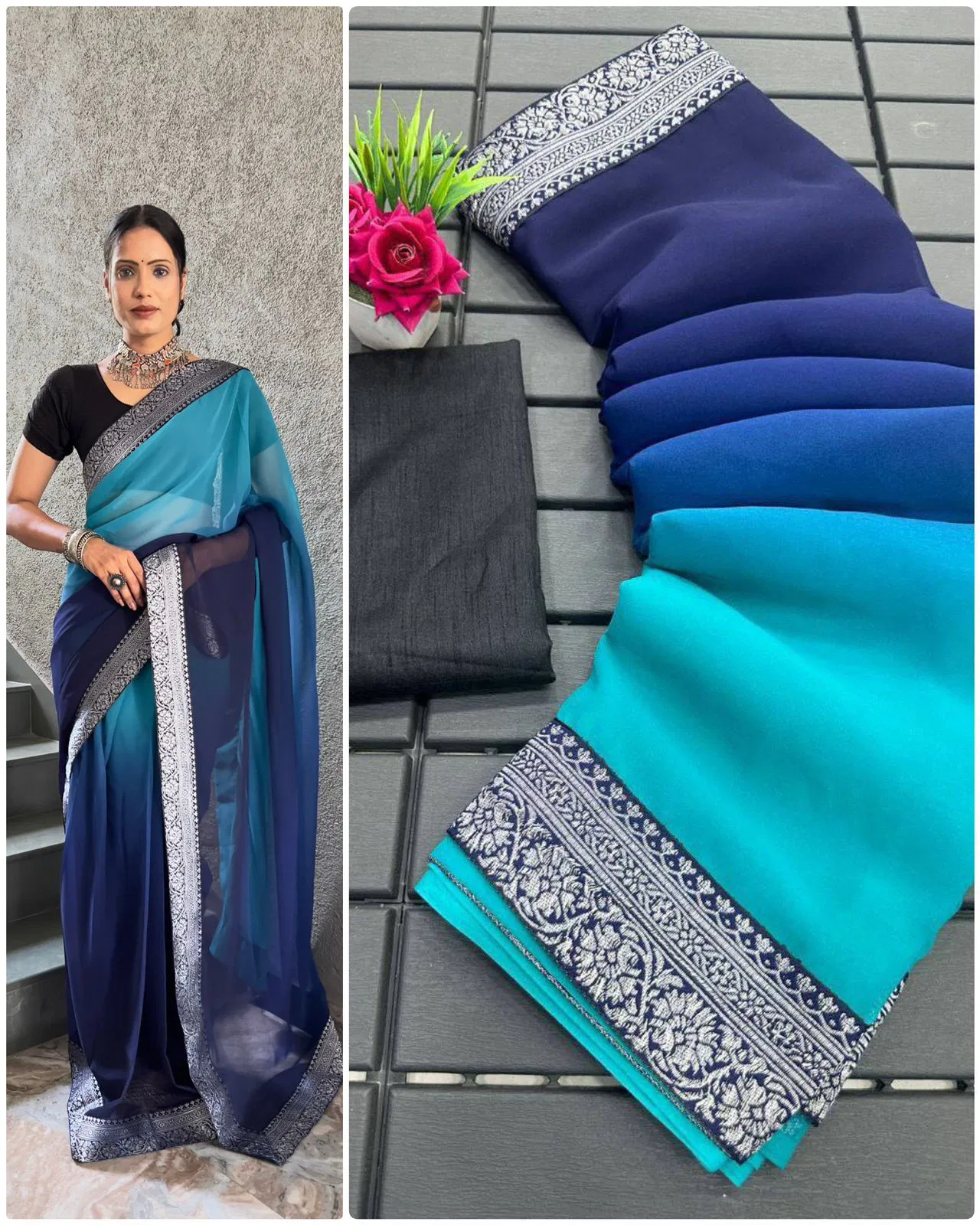 Saanny 2 By AAB Designer Lace Georgette Readymade Saree Online Wholesale